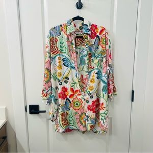 Zara PRINTED SHIRT COLLAR JUMPSUIT